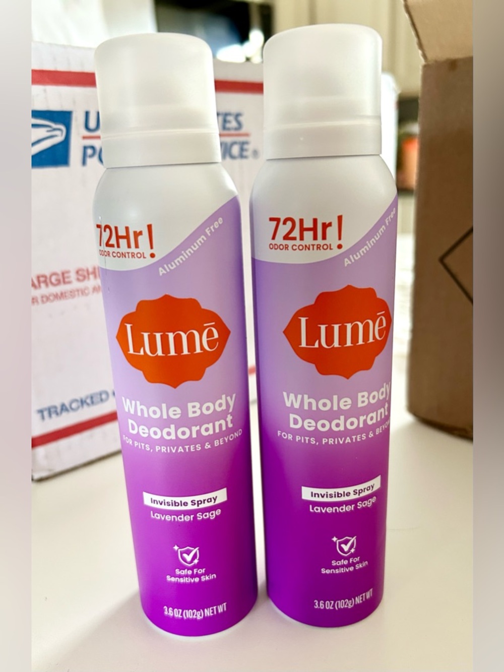 Lume Whole Body Deodorant Sprays X 2 Both Lavender & Sage Scent Both Brand New!